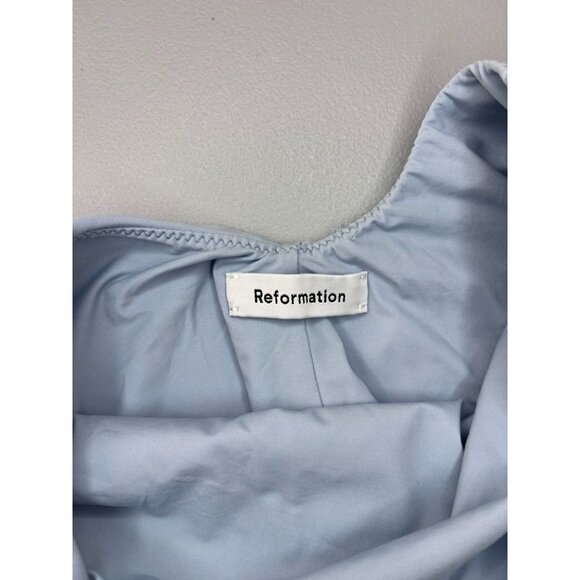 Reformation women's large mineral blue Rio one piece swim suit v-neck low back - Picture 6 of 8